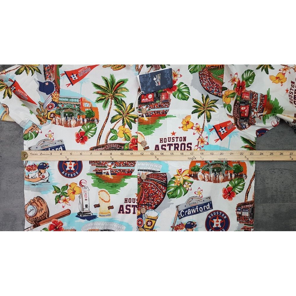 REYN SPOONER Houston Astros Hawaiian Shirt‎ Mens Size MEDIUM Multicolor - Picture 8 of 9